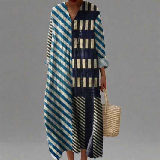 LP | Abito midi patchwork a righe moderne