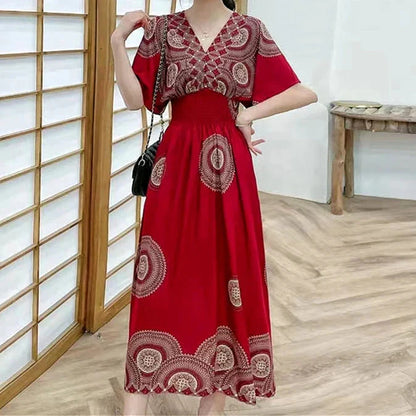 LP | Maxi abito boho con stampa floreale e maniche a kimono