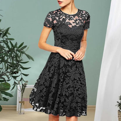 LP | Elegante più dimensioni estate mini abito A-line stile scollatura rotonda