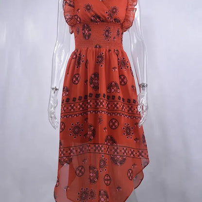 LP | Donne estive modello vintage con volant e abito Midi