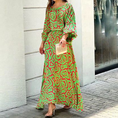 LP | Maxi abito elegante con stampa astratta