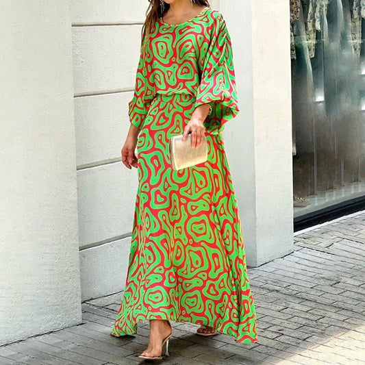 LP | Maxi abito elegante con stampa astratta