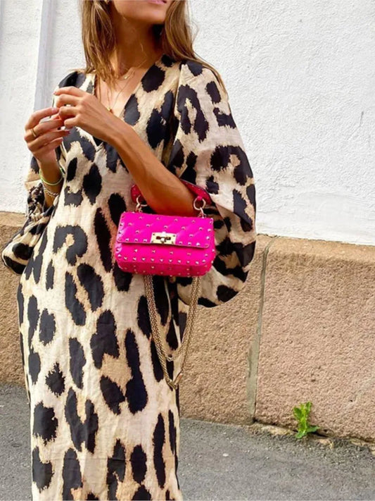 LP | Abito midi di lusso con stampa leopardata