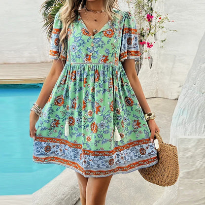 LP | Ariana™ Mini abito boho floreale con scollatura a V
