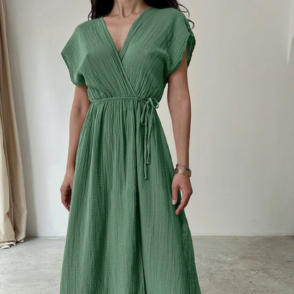LP | Maxi abito con scollo a V e maniche corte