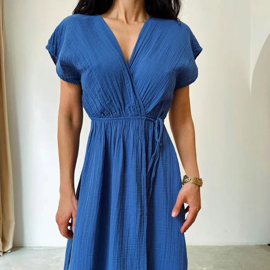 LP | Maxi abito con scollo a V e maniche corte