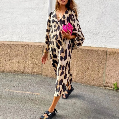 LP | Abito midi di lusso con stampa leopardata