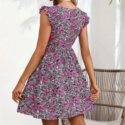 LP | Y.KUKU Marchio Abiti da donna stampati Mini abito floreale tropicale