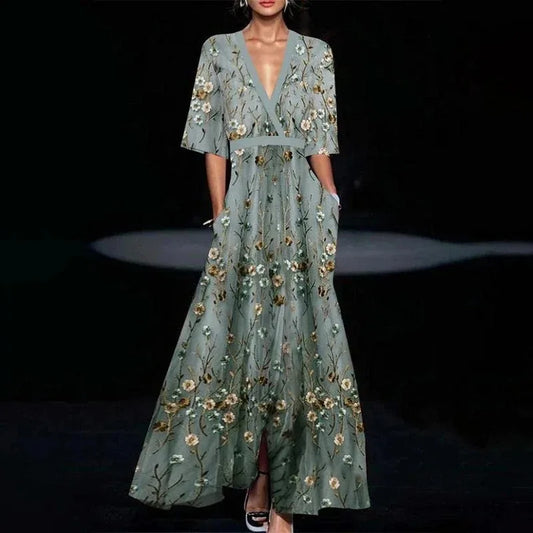 LP | Maxi abito elegante con motivo floreale