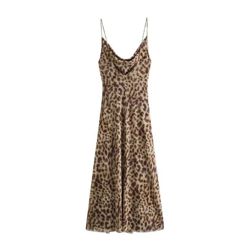 LP | Maxi abito con stampa leopardata e spaghetti