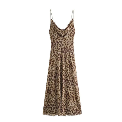 LP | Maxi abito con stampa leopardata e spaghetti