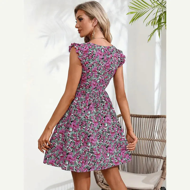 LP | Y.KUKU Marchio Abiti da donna stampati Mini abito floreale tropicale