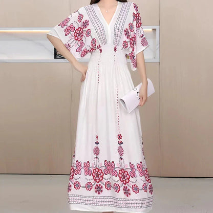 LP | Maxi abito boho con stampa floreale e maniche a kimono
