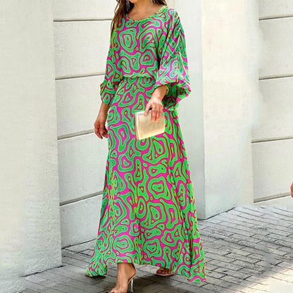 LP | Maxi abito elegante con stampa astratta