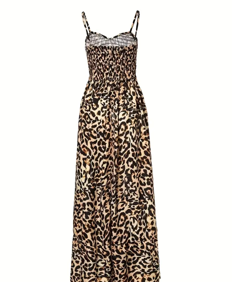 LP | Maxi abito con stampa leopardata e spaghetti