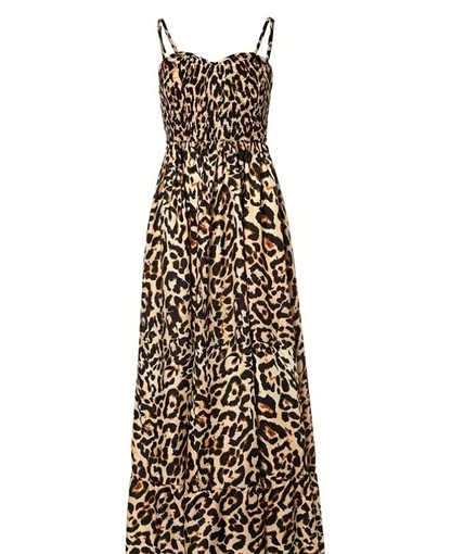 LP | Maxi abito con stampa leopardata e spaghetti