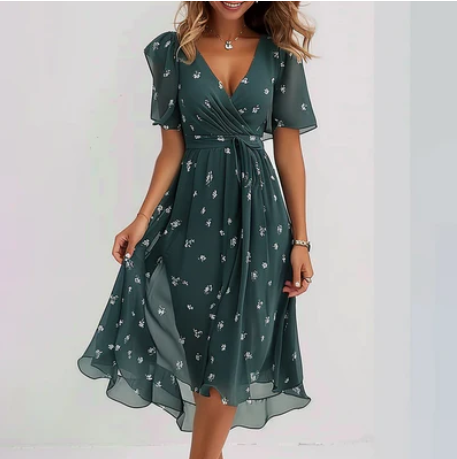 LP | Abito midi floreale verde smeraldo