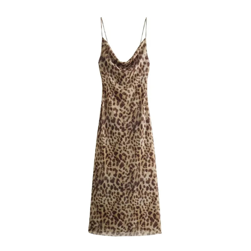 LP | Maxi abito con stampa leopardata e spaghetti
