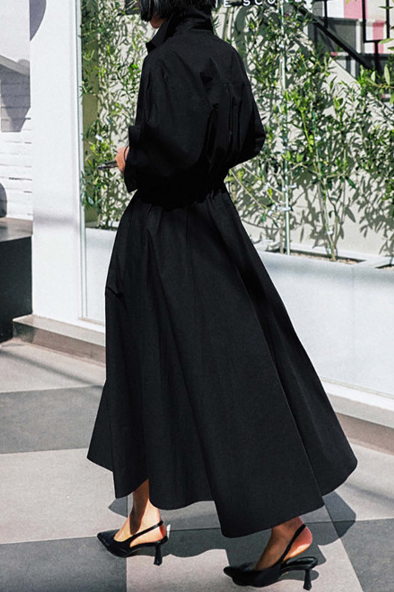 LP | Abito midi a maniche lunghe in cotone, con linea a camicia