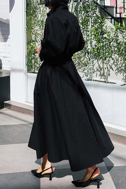 LP | Abito midi a maniche lunghe in cotone, con linea a camicia