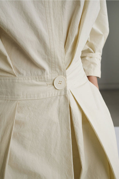 LP | Abito midi a maniche lunghe in cotone, con linea a camicia