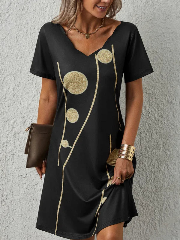 LP | Abito casual in maglia con scollo a V e maniche corte