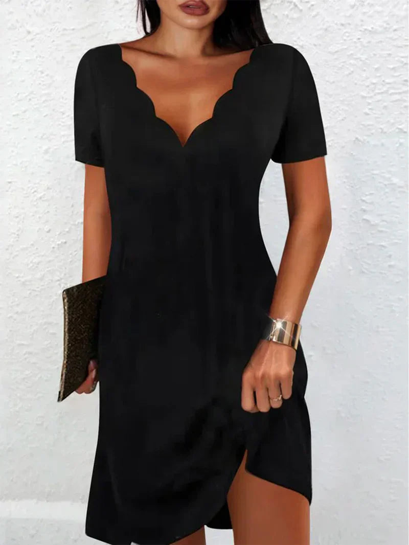 LP | Abito casual in maglia con scollo a V e maniche corte