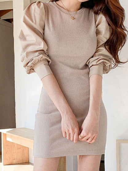 LP | Patchwork - Vestito midi in maglia a maniche lunghe