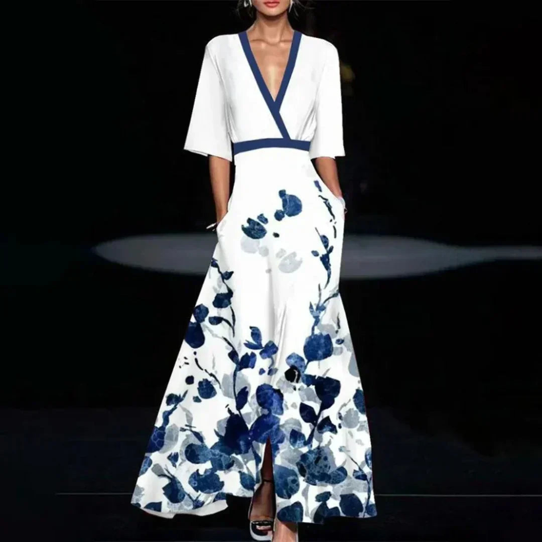 LP | Maxi abito elegante con motivo floreale