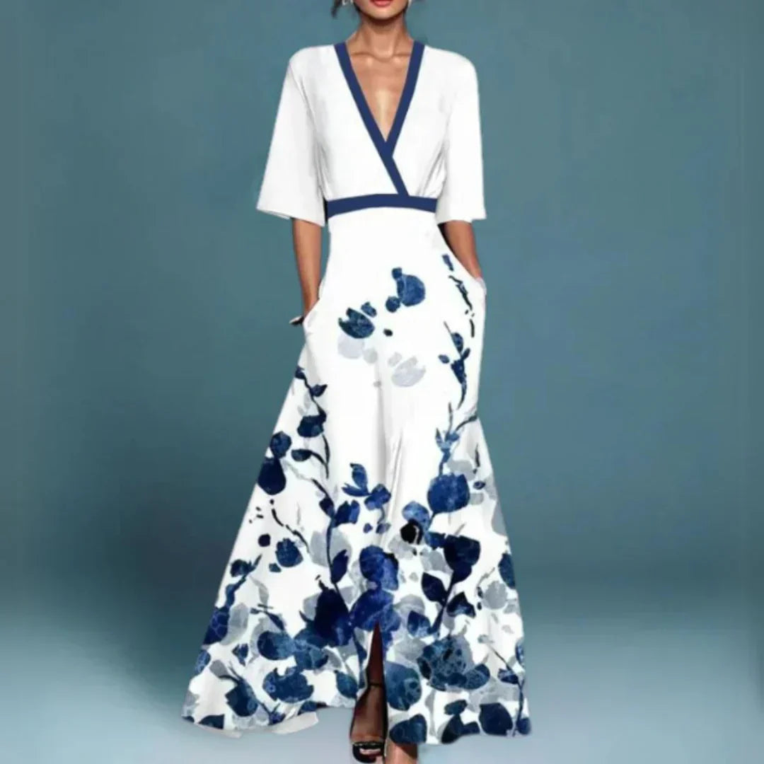 LP | Maxi abito elegante con motivo floreale