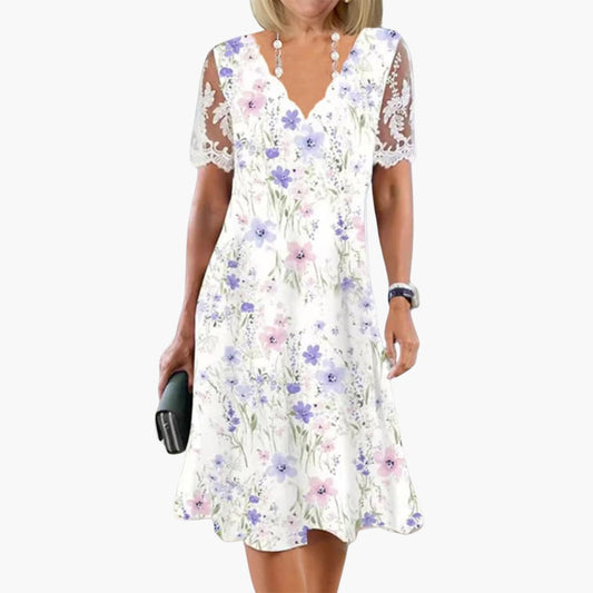 LP | Vestito midi floreale da donna con maniche in pizzo per l'estate