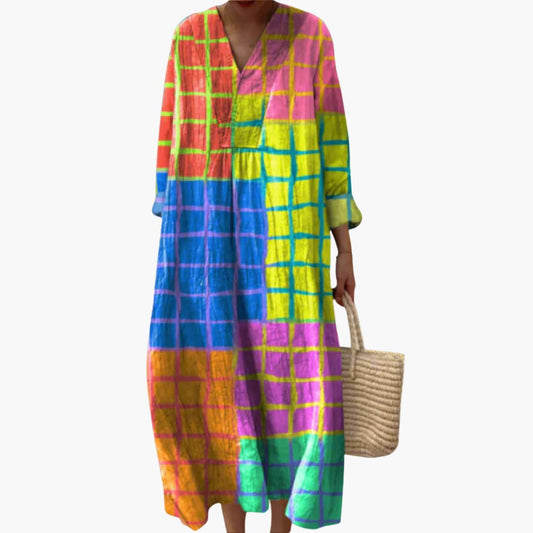 LP | Abito midi da donna con maniche lunghe e scollo a V da indossare tutto l'anno