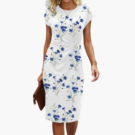 LP | Abito midi floreale da donna con scollo rotondo e maniche corte