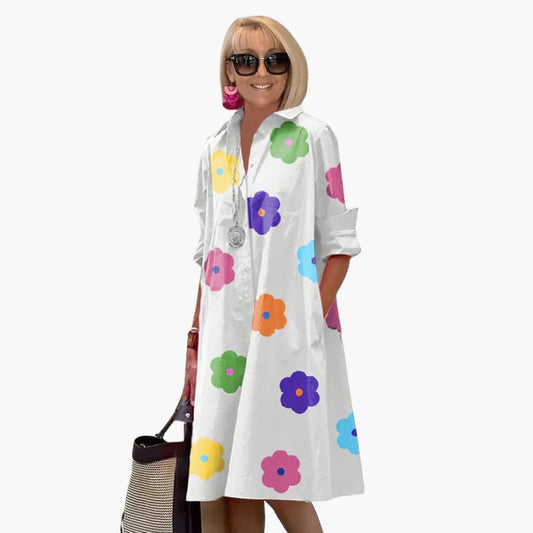 LP | Vestito midi floreale da donna con dolcevita e maniche