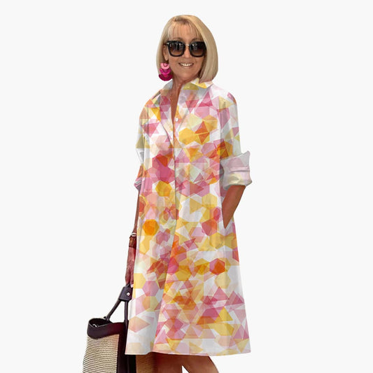 LP | Abito midi boho da donna con tasche e maniche lunghe
