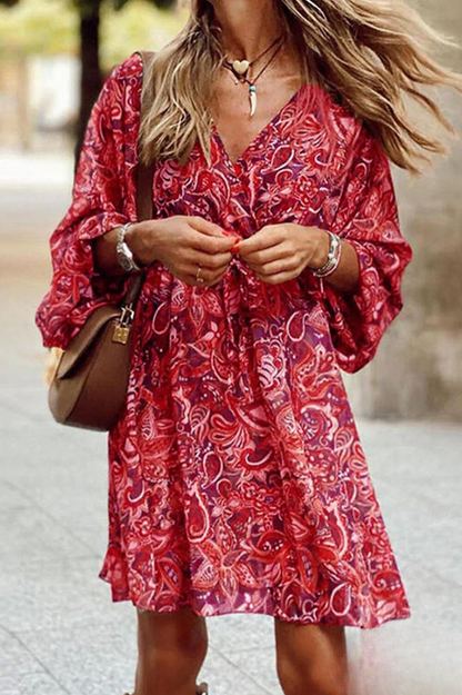 LP | Mini abito con scollo a V e motivo floreale