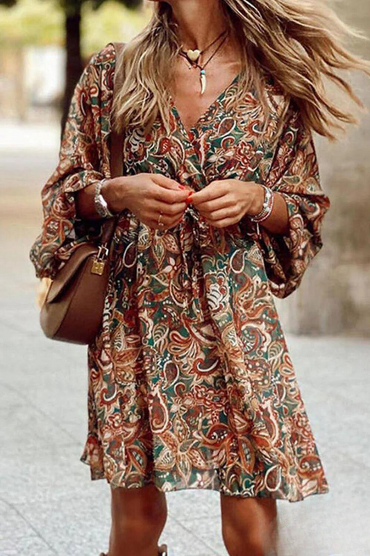 LP | Mini abito con scollo a V e motivo floreale