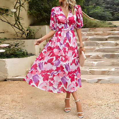 LP | Vestito midi con maniche a lanterna dal fascino vintage