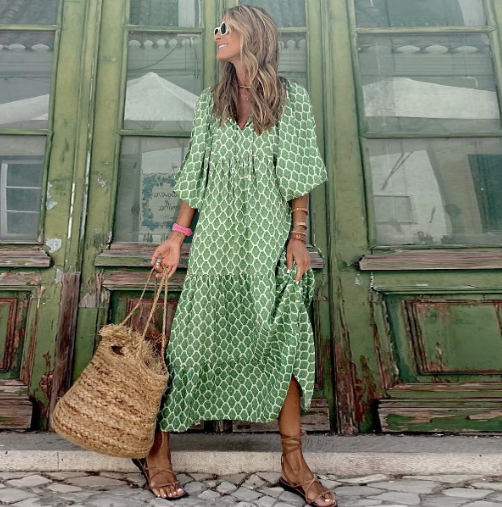 LP | Elegante abito midi con motivo floreale per uno stile senza sforzo