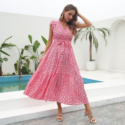 LP | Abito midi con scollo a V e maniche lunghe FR1027