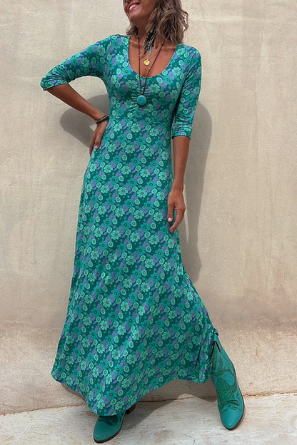 LP | Iconic Crush - Maxi abito floreale con mezza manica elasticizzata