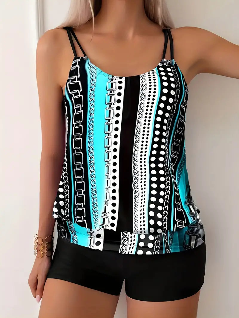 LP | Tankini a righe con stampa