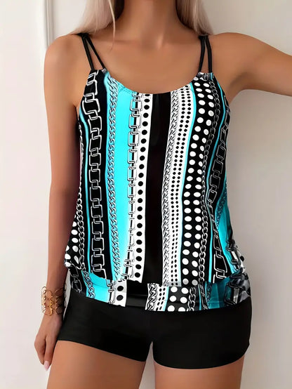 LP | Tankini a righe con stampa