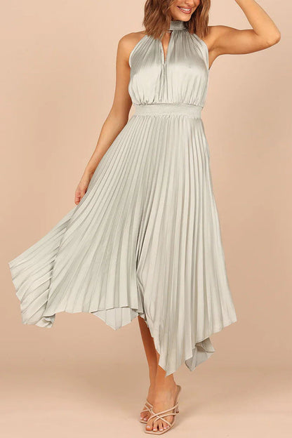 LP | Raso effetto lusso Vestito midi a pieghe con aletta elasticizzata in vita