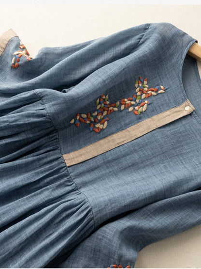 LP | Abito midi in lino con ricamo