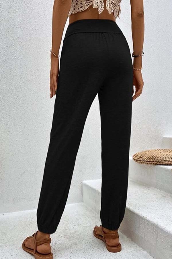 LP | Pantaloni casual a vita alta con tasca allentata