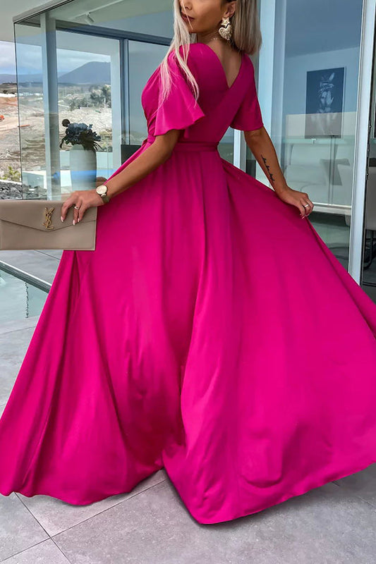 LP | Call Me Confident Maxi abito con cintura e spacco in tessuto glitterato