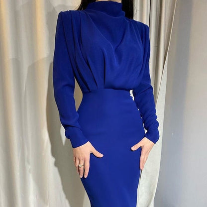 LP | Abito midi drappeggiato con collo alto