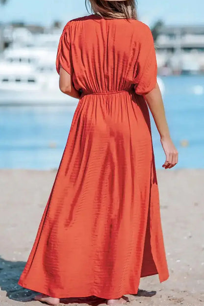LP | Scollo overcut Orlo spaccato Maxi abito arricciato