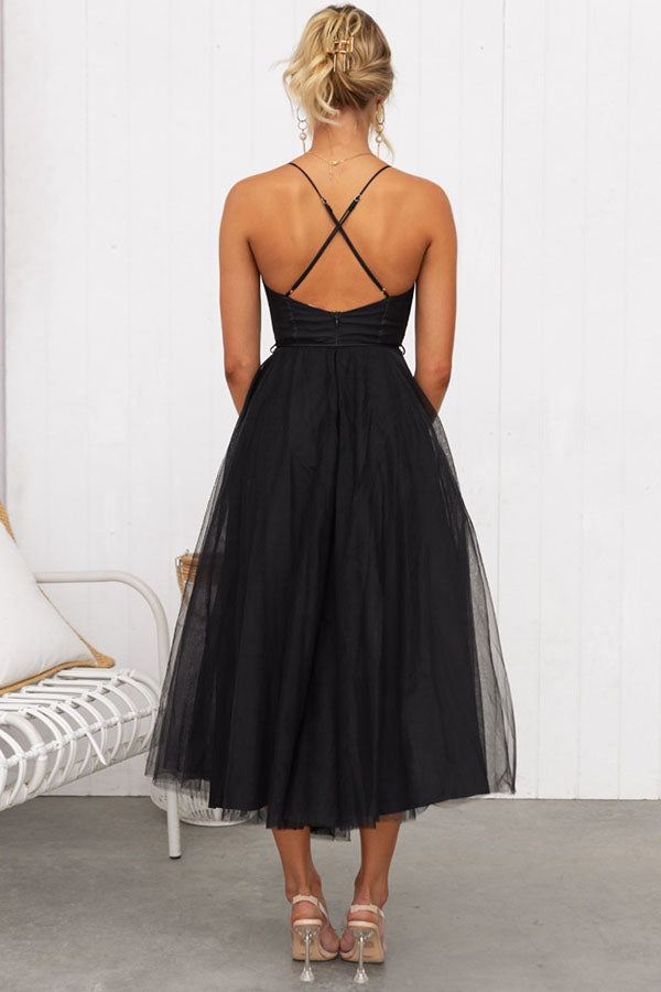 LP | Abito midi bustier in tulle